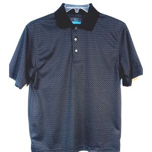 PGA Tour Men's Golf Polo Shirt Sz Medium Black Gray Pattern Collared activewear‎